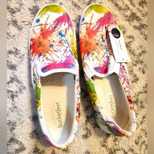 Bucketfeet Slip On Shoes IN RAINBOW Paint Splatter Design Women’s Size 10